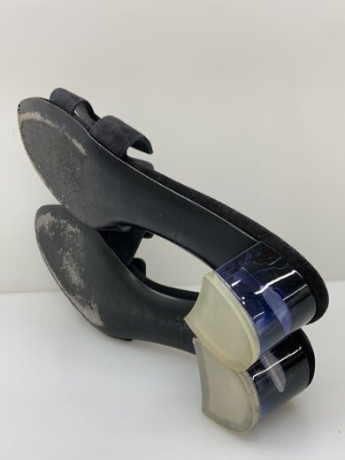 商品画像：オアジス/Hロゴ/クリアヒール/サンダル/37.5/BLK/スウェード 4