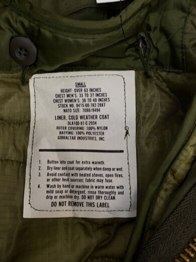 商品画像：m-65/70s/80s/ミリタリージャケット/S/ポリエステル/KHK/無地 3