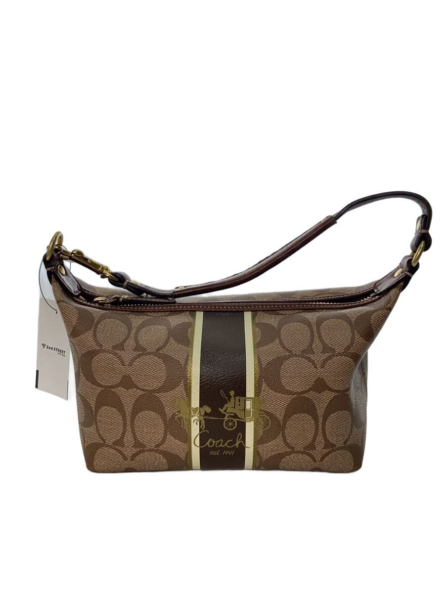 COACH / ハンドバッグ_シグネチャー_ヘリテージストライプ/PVC/BEG