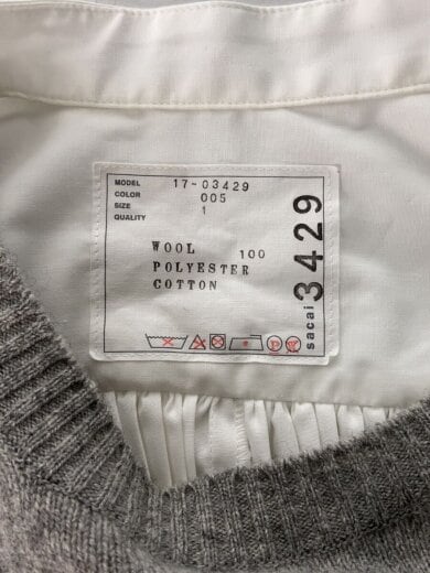 商品画像：17AW/プリーツドッキングニットセーター/ニット・セーター(薄手)/1/ウール/GRY 3