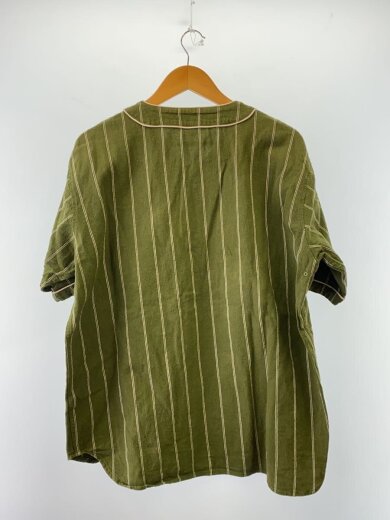 商品画像：ベースボールシャツ/半袖シャツ/XL/リネン/GRN/ストライプ/41008 2