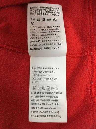 画像：NIKEAJ6353/HBR FTR/フリースプルオーバーフーディ/M/コットン/レッド/フード色褪せ有4