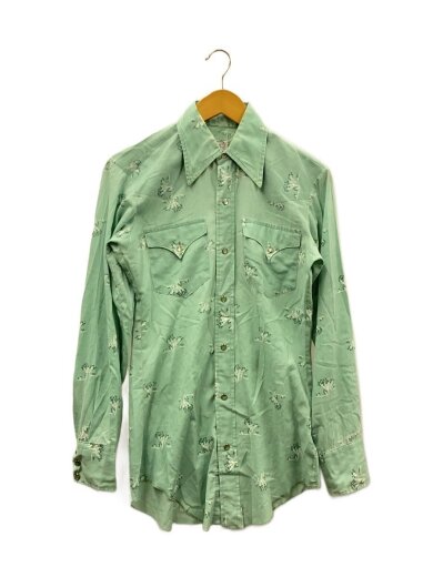 商品画像：70s/ウエスタンシャツ/スナップボタン/長袖シャツ/--/--/GRN/総柄 1