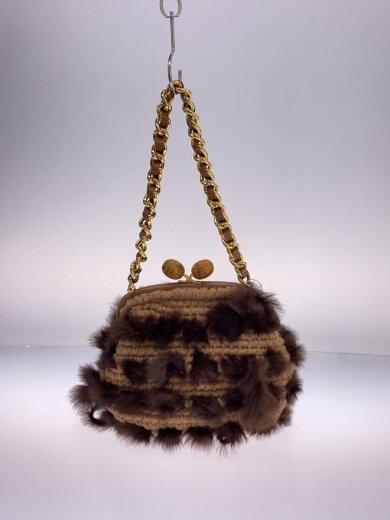 商品画像：チェーン/がま口/ハンドバッグ/ファー×ニット/BRW 3