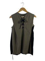 20SS/トロピカルミリタリーノースリーブブラウス/1/ウール/GRY