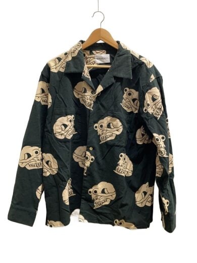 商品画像：スカル/長袖シャツ/--/--/GRN/総柄 1