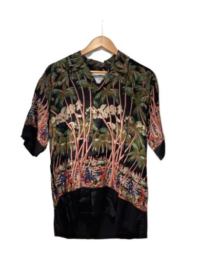 商品画像：半袖シャツ/L/レーヨン/ブラック/総柄/19051310440010 1