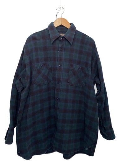 商品画像：長袖シャツ/--/コットン/GRN/チェック 1