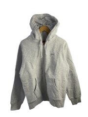 reflective small box zip up sweatshirt/M/コットン/グレー