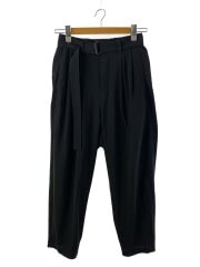 HARD TWISTED WOOL TROPICAL BELTED PANTS /1/ポリエステル/BLK