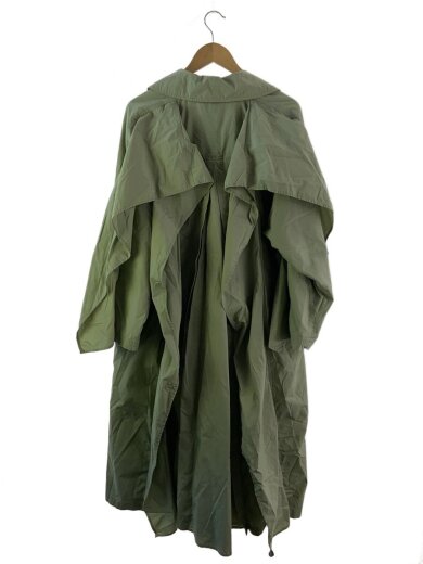 商品画像：BACK FRILL SLEEVE TRENCH COAT/1/ポリエステル/グリー/無地/18101-0031 2
