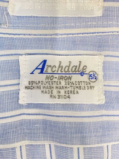 商品画像：Archdale/半袖シャツ/15.5/ポリエステル/BLU/ストライプ 4