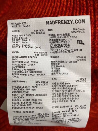 商品画像：MADFRENZY/Spiked Zip-Up Hoodie/L/ウール/RED// 5