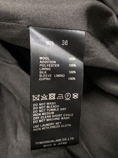 商品画像：ウールツイル シングルブレステッドジャケット/36/ウール/BLK/無地/48-07-34-07102// 4