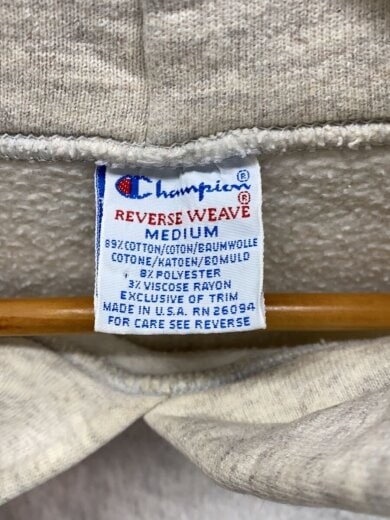 商品画像：90S/刺繍タグ/リバースウィーブ/パーカー/M/コットン/GRY 3