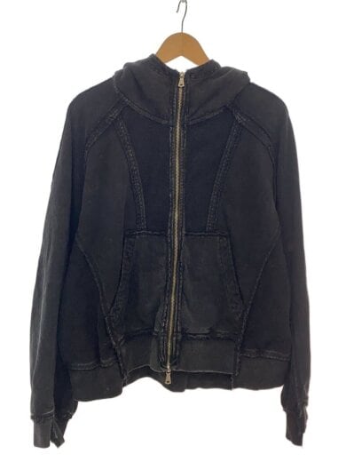 商品画像：ジップパーカー/2/コットン/BLK/無地/11242411314// 1