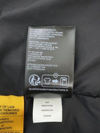 商品画像：ダウンジャケット/S/ポリエステル/BLK/無地/NF0A7V6W 5