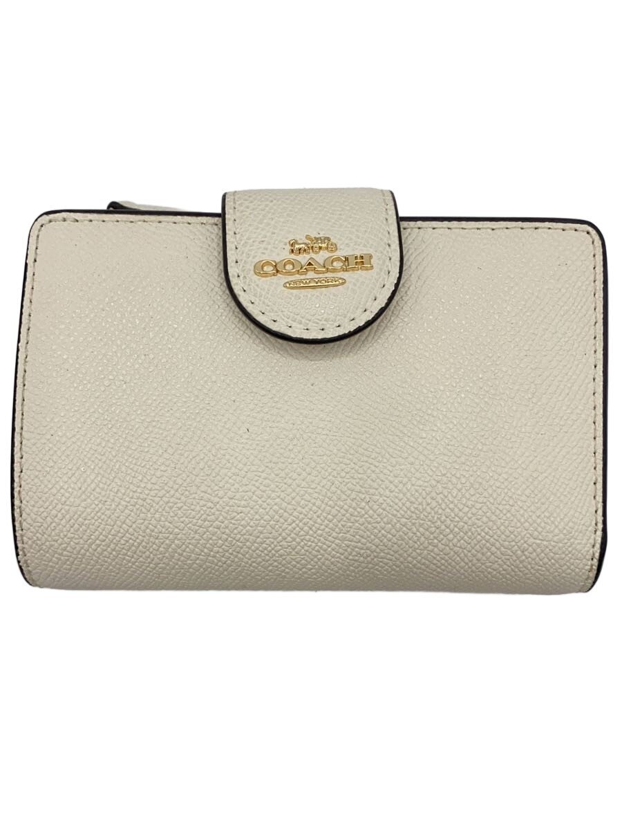 COACH / 2つ折り財布/PVC/WHT/無地/レディース/A2530