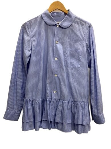 商品画像：AD2024/長袖シャツ/M/コットン/BLU/ストライプ/NN-B012// 1
