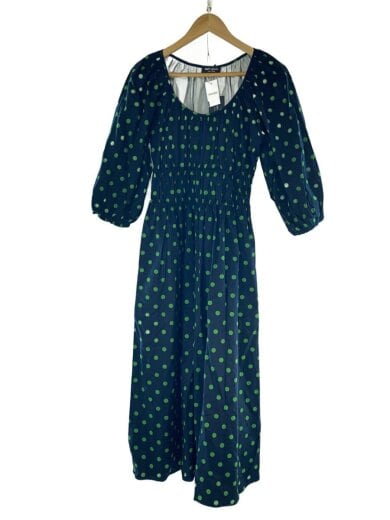 商品画像：長袖ワンピース/M/コットン/NVY/ドット/KB050 1