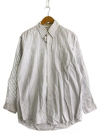 商品画像：長袖シャツ/WHT/ストライプ/USA製　※首元スレ変色※// 1