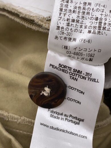 画像：STUDIO NICHOLSONボトム/S/コットン/BEG/無地/51-10-7320296
