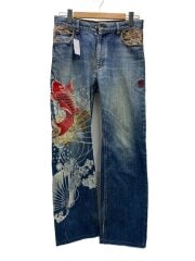 絡繰魂/ボトム/30/デニム/BLU/総柄