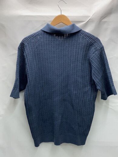 商品画像：24SS/透かし編みギマハーフジップポロシャツ/L/コットン/BLU/1118-199-0808 2