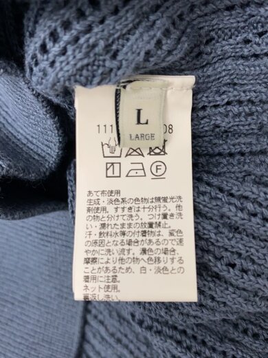 商品画像：24SS/透かし編みギマハーフジップポロシャツ/L/コットン/BLU/1118-199-0808 4