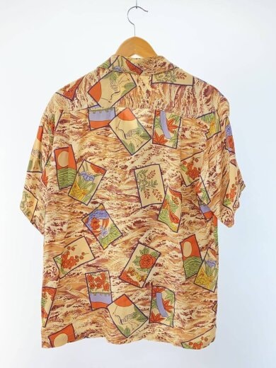 商品画像：半袖シャツ/M/レーヨン/総柄/ss32169/花札/プリント/シフォン 2