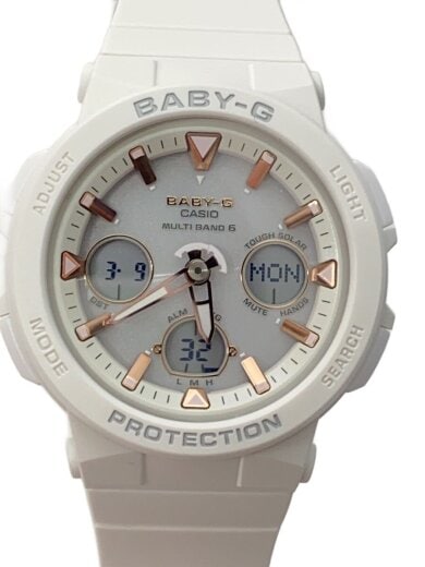 商品画像：ソーラー腕時計/アナログ/ラバー/ホワイト/ホワイト/SS/BGA-2500 1