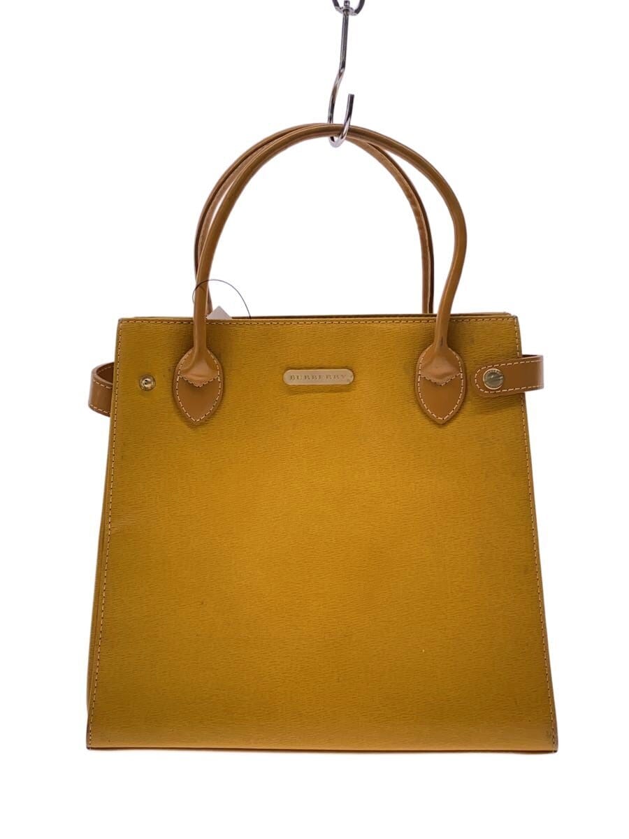 BURBERRY / ハンドバッグ/レザー/YLW/無地