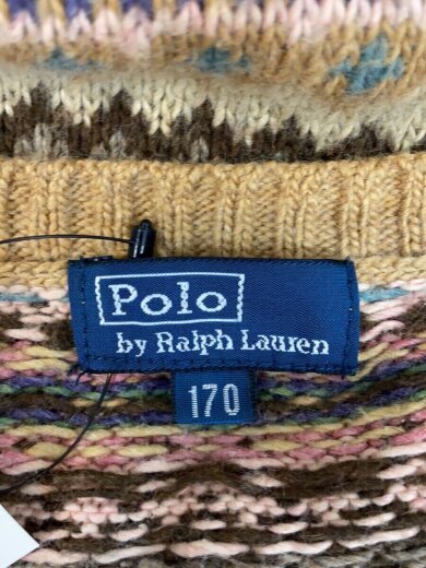 画像：POLO RALPH LAUREN90s/カシミア混/フェアアイル柄/ニットベスト(薄手)/170/コットン/BEG/総柄3