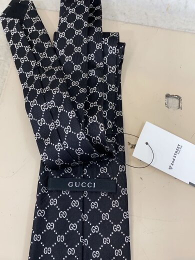 商品画像：ネクタイ/シルク/BLK/総柄/メンズ/グッチ/GGロゴ/黒 2