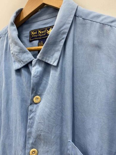 商品画像：半袖シャツ/XL/シルク/BLU/無地 4