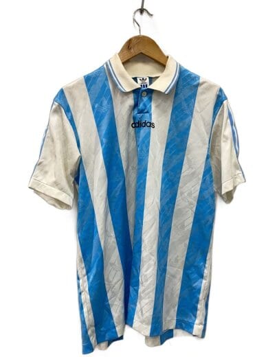 商品画像：ポロシャツ/O/90s/デサント製/アルゼンチン/使用感有/ポリエステル/BLU/ブルー/無地 1