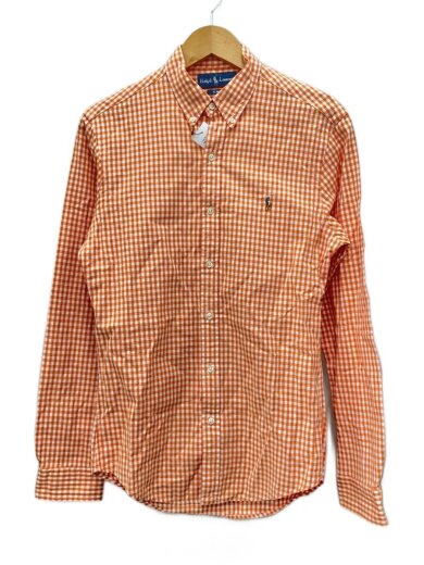 商品画像：長袖シャツ/S/コットン/オレンジ/ギンガムチェック 1
