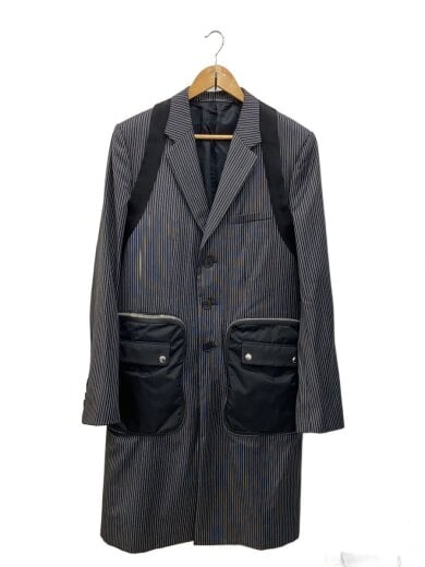 商品画像：2017s/トレンチコート/50/ウール/グレー/ストライプ/17J 0011 036// 1
