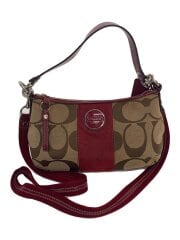 デミ・クロスボディ_シグネチャー_ストライプ_レッドレザー/キャンバス/BRW/総柄