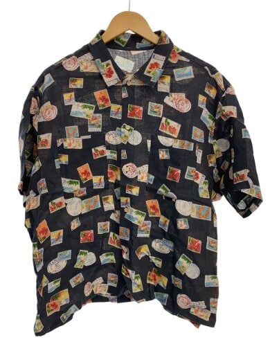 商品画像：半袖シャツ/LL/リネン/GRY/総柄/D0423FBP218/色褪せ有 1