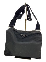 三角ロゴ/ショルダーバッグ/ナイロン/BLK