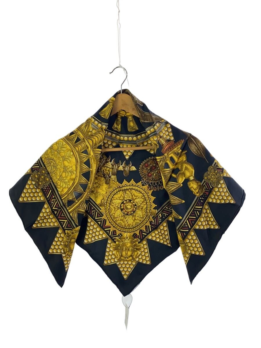 HERMES / スカーフ/シルク/BLK/総柄/メンズ