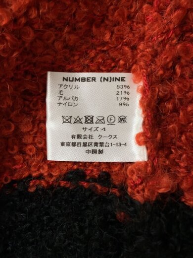 画像：NUMBER (N)INEニット・セーター(厚手)/2/アクリル/RED/ボーダー/F22NK001//4