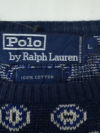 商品画像：ニット・セーター(厚手)/L/コットン/NVY/総柄/シミ有 3