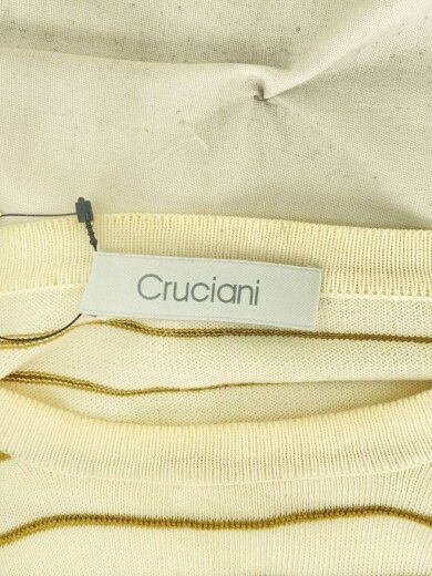 画像：Crucianiニット・セーター(薄手)/50/コットン/WHT/ストライプ/CUK0503