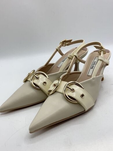 商品画像：Buckle-Belted Slingback Pumps/36/BEG/レザー 2