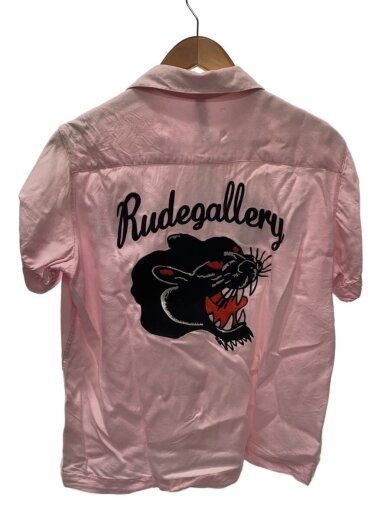 商品画像：半袖シャツ/M/レーヨン/PNK/無地/オープンカラー/ボウリングシャツ/クロヒョウ/刺繍 2