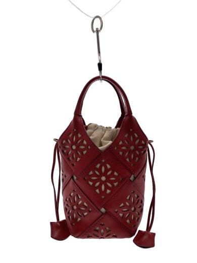 商品画像：サスティナブルカットワークポシェット/ショルダーバッグ/レザー/レッド// 1