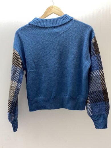 商品画像：ニット・セーター(厚手)/38/ウール/BLU/チェック/55N15-294-25 2