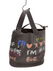 CUBE BAG バッグ/レザー/GRY/総柄